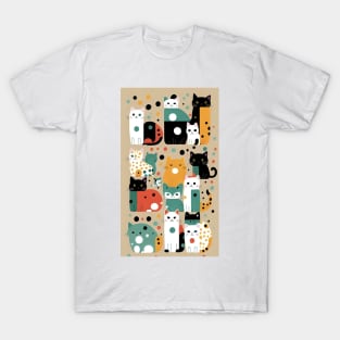 Whiskered Dots: Quirky Polka Dot Cat Design T-Shirt